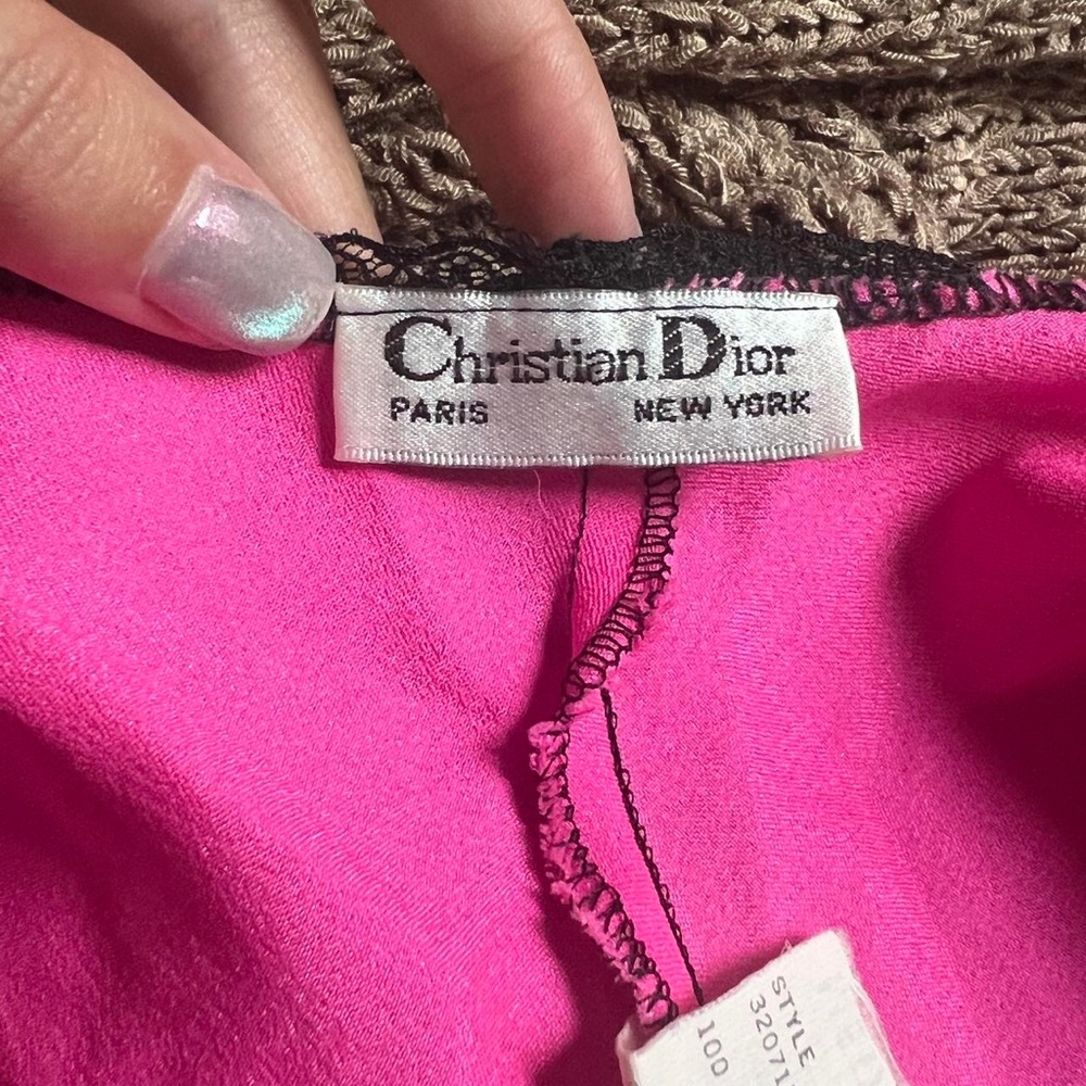 Dior Vintage 80s Vibrant Pink and Black Lace Teddy - Picture 3 of 8